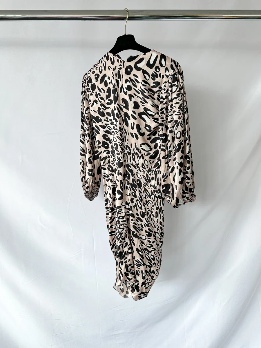Alexandre Vauthier Pink Leopard Print Draped Ruched Front Silk Mini Dress - Imagen 9