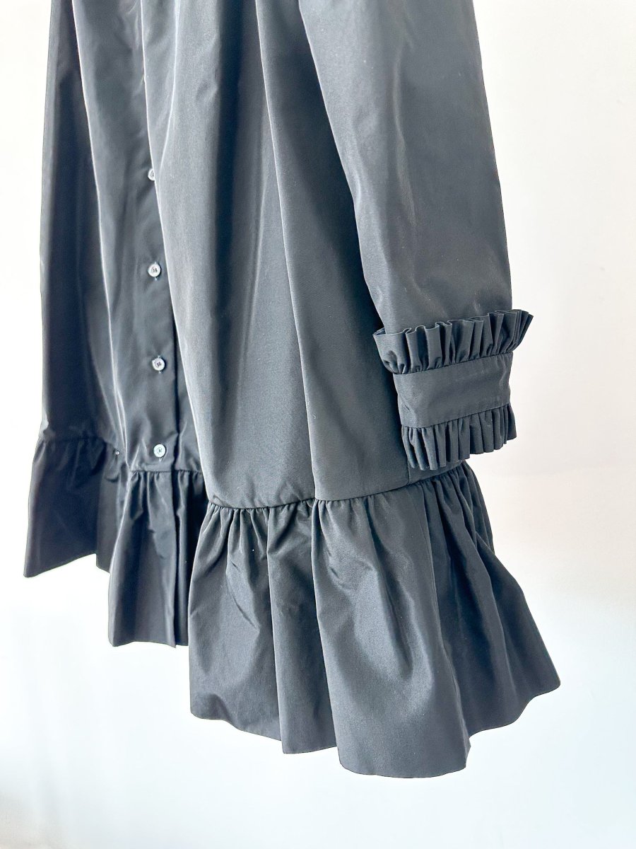 The Vampire's Wife The Splitter Black Taffeta Pleat Detail Ruffle Trim Dress - Imagen 3