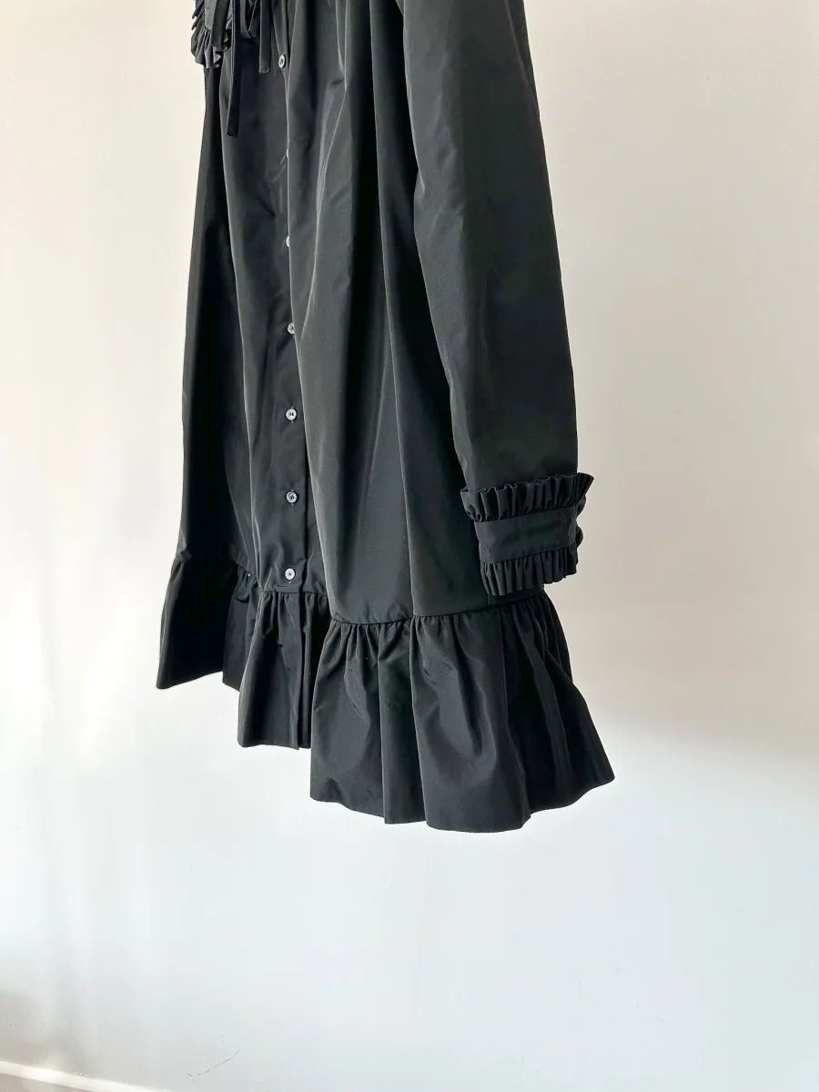The Vampire's Wife The Splitter Black Taffeta Pleat Detail Ruffle Trim Dress - Imagen 4