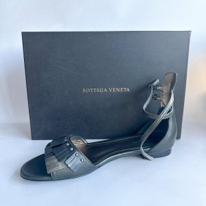 Bottega Veneta Fringed Leather Ankle Strap Sandals