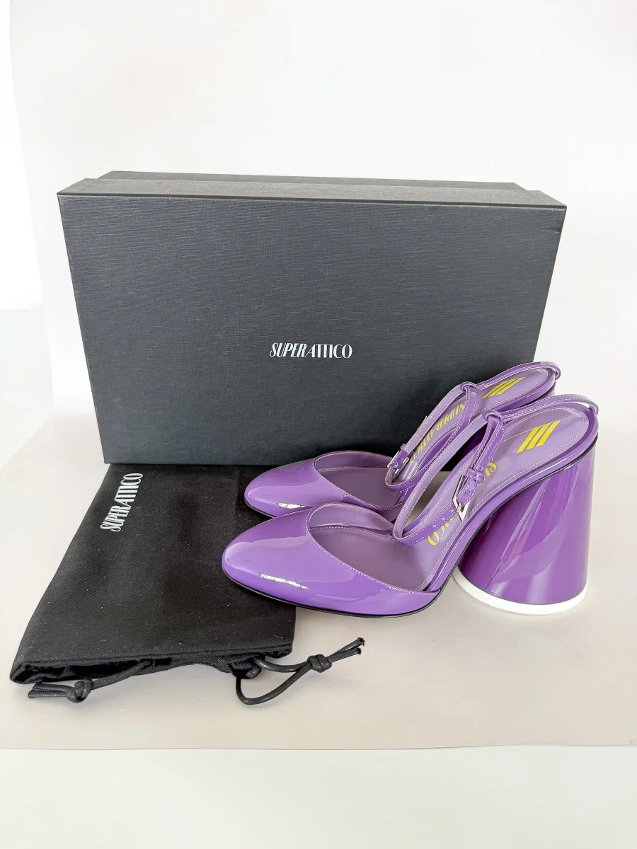 The Attico Purple Luz Patent Leather Slingback Pumps - Imagen 3