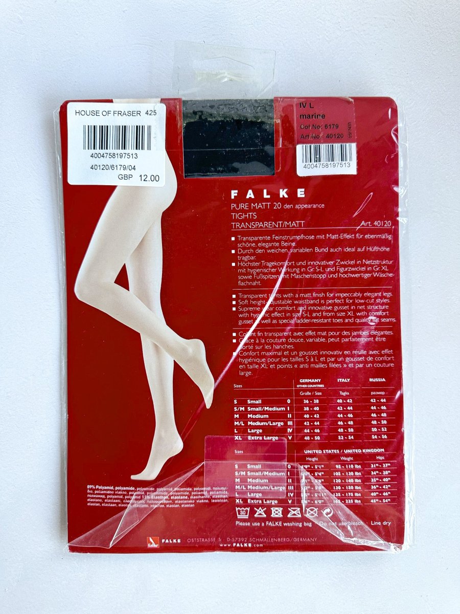 FALKE Pure Matte 20 Denier Tights in Marine - Imagen 9