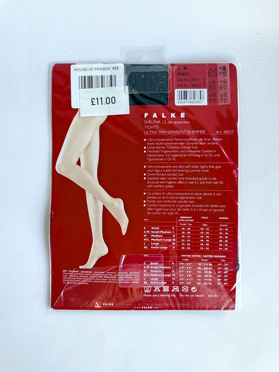FALKE Shelina 12 Denier Ultra Transparent Sheer Tights in Black - Imagen 4