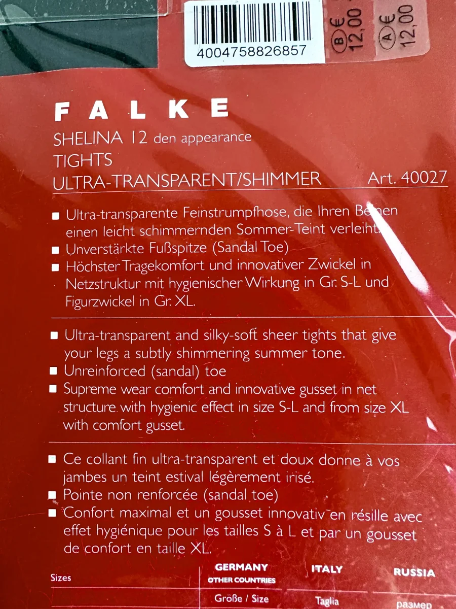 FALKE Shelina 12 Denier Ultra Transparent Sheer Tights in Black - Imagen 5