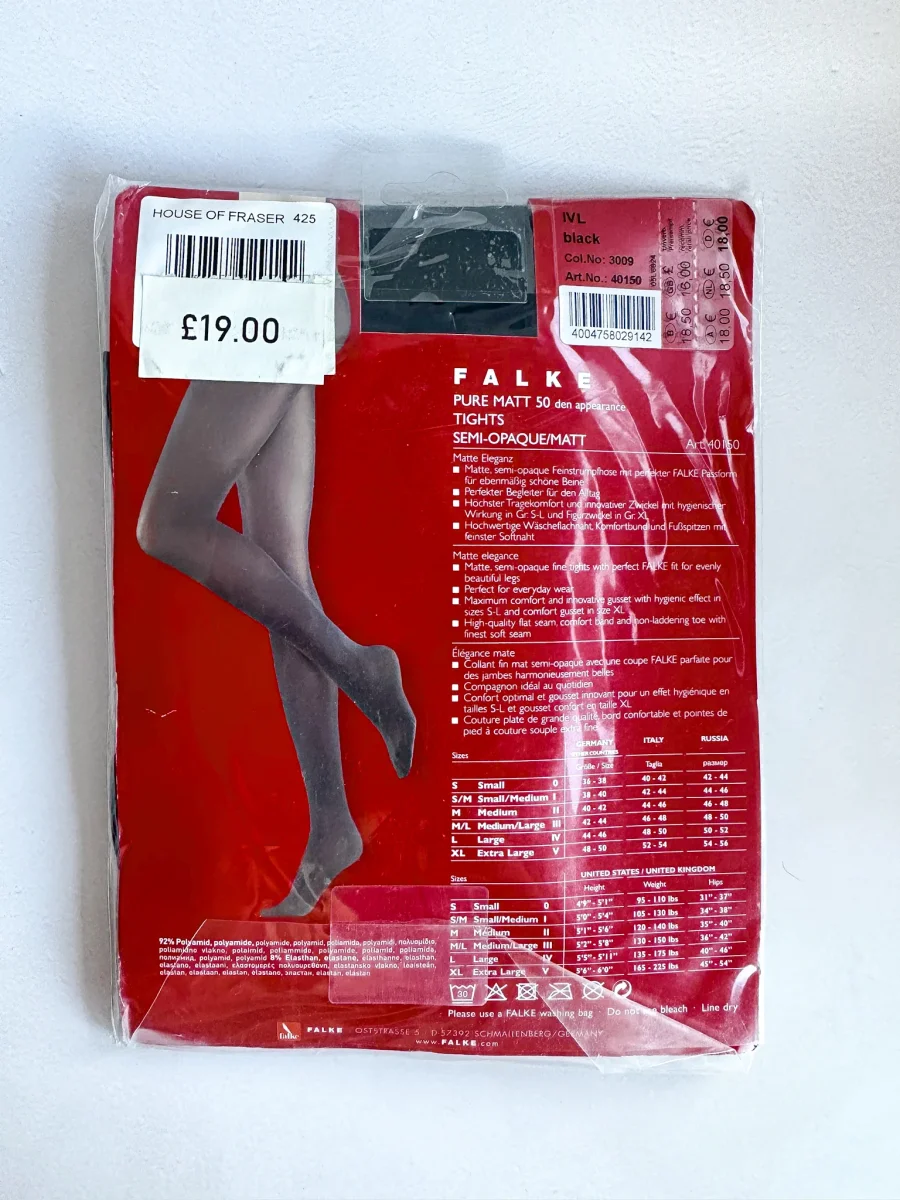 FALKE Pure Matte 50 Denier Semi-Opaque Tights in Black - Imagen 6