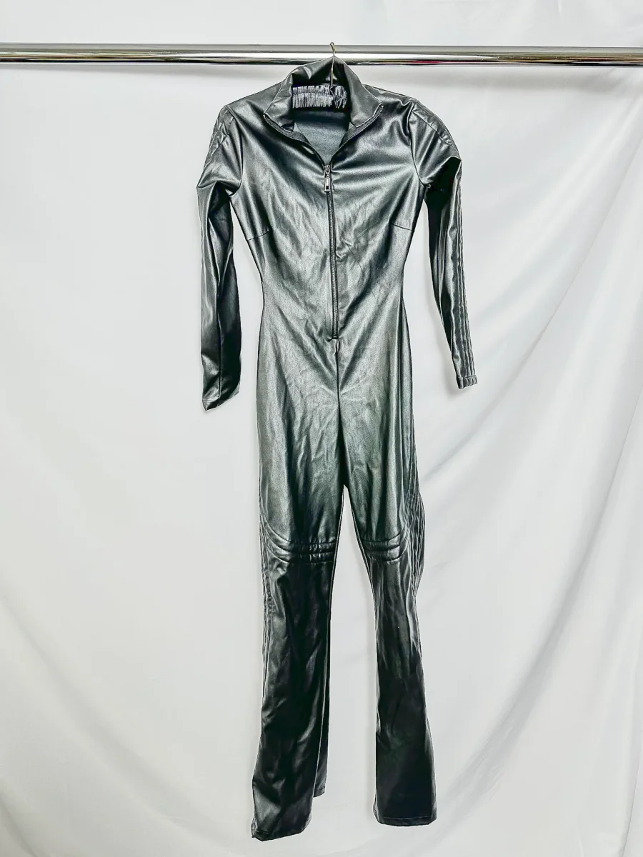 Wolford Black Mighty 80s Vegan Leather Jumpsuit - Imagen 7