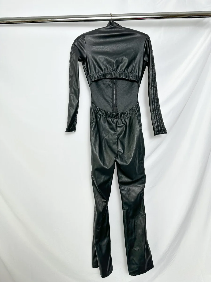Wolford Black Mighty 80s Vegan Leather Jumpsuit - Imagen 8