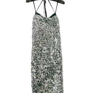 Erdem Silver Sequinned Embellished Strappy Dress