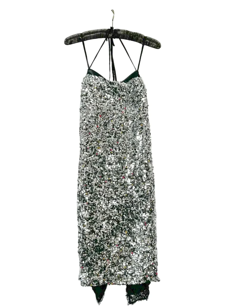 Erdem Silver Sequinned Embellished Strappy Dress - Imagen 2