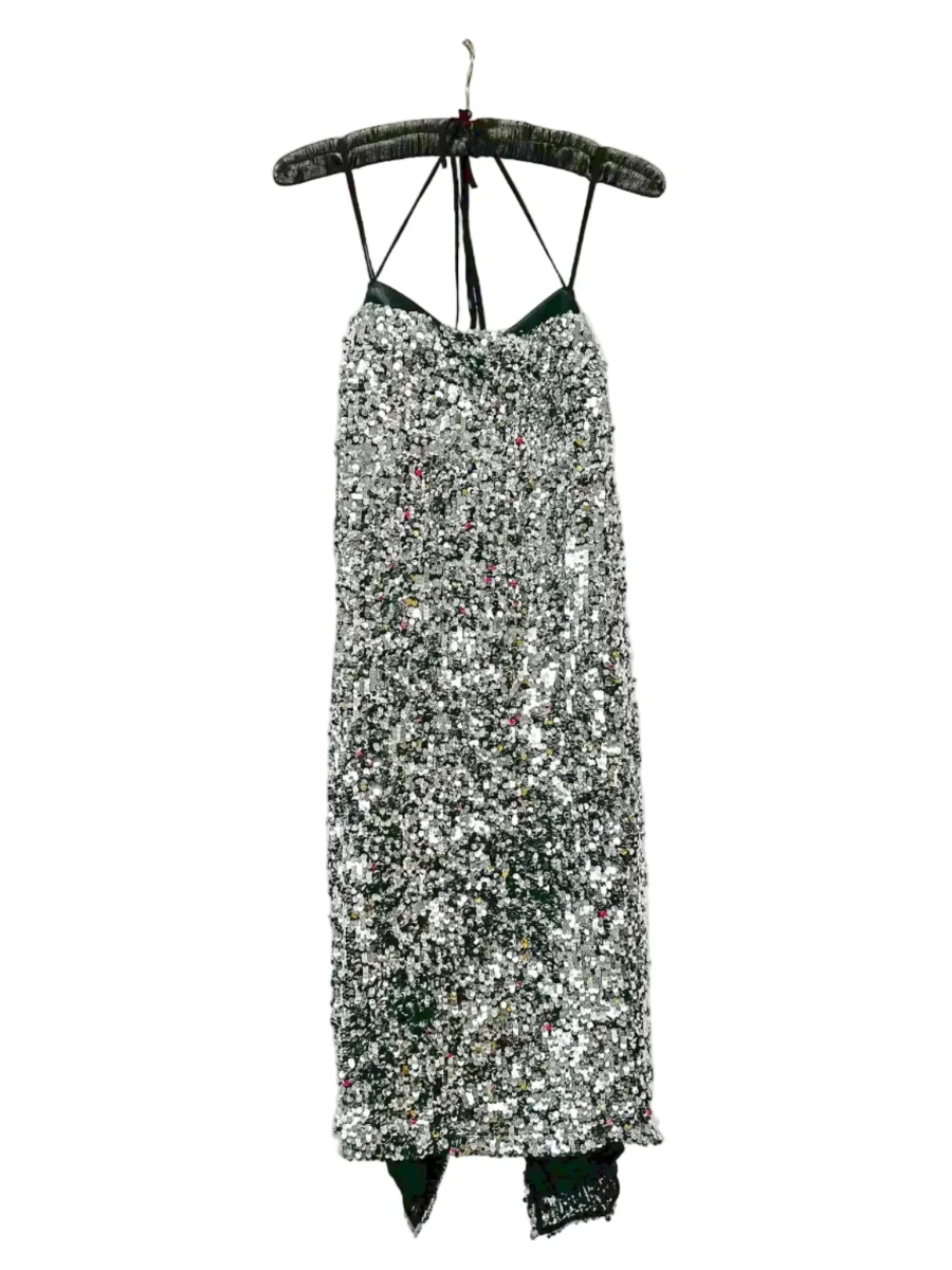 Erdem Silver Sequinned Embellished Strappy Dress - Imagen 4