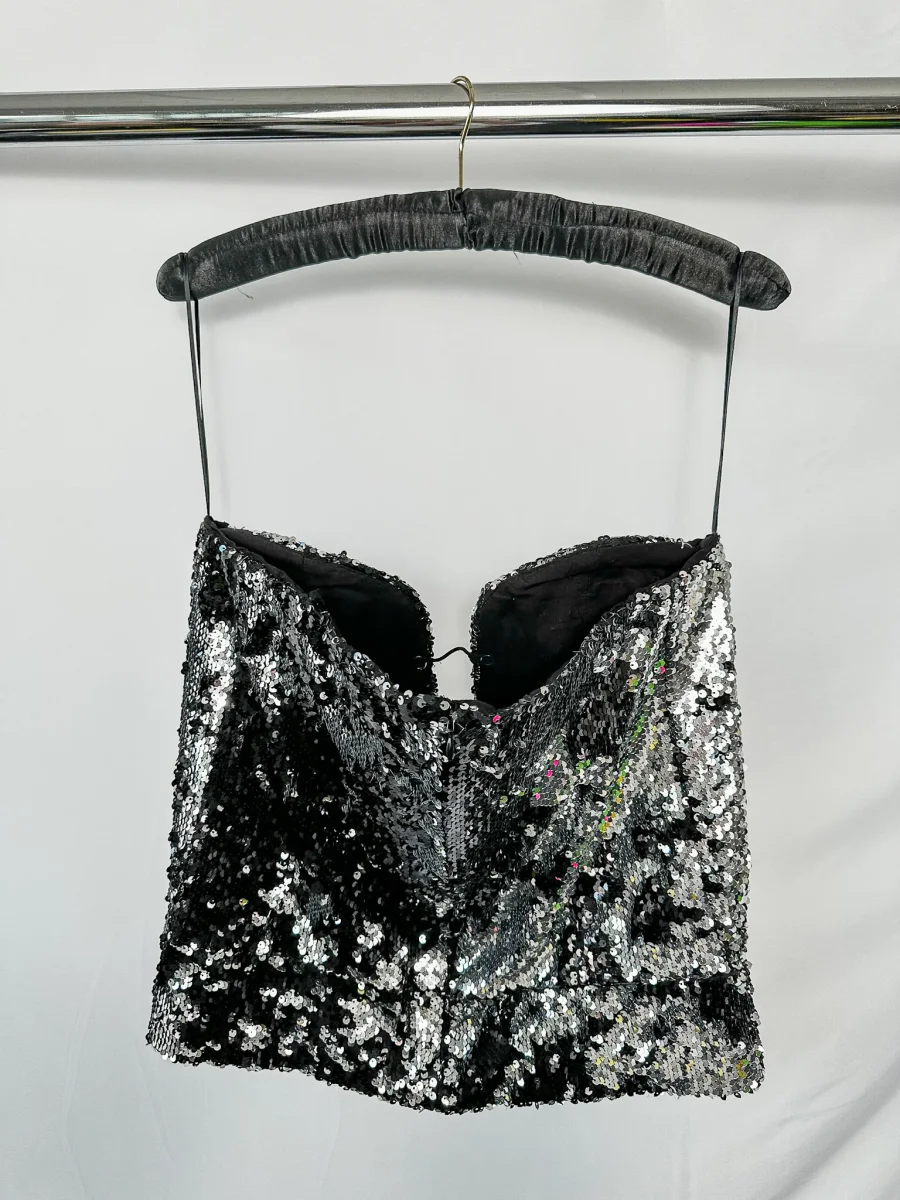 Isabel Marant Mandy Sequinned Embellished Plunge Bustier Top - Imagen 6