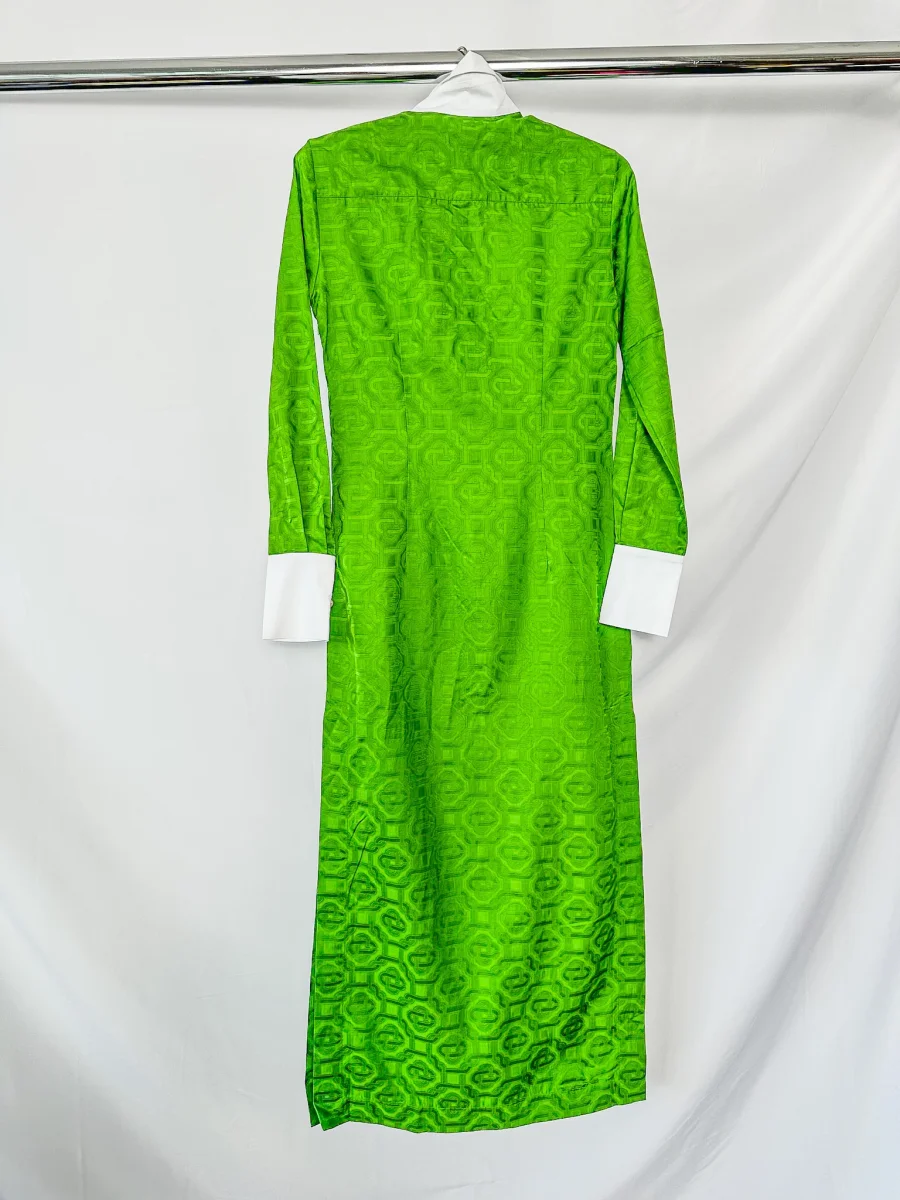 Casablanca Tennis Club Monogram Satin Jacquard Emerald Green Shirt Dress - Imagen 7