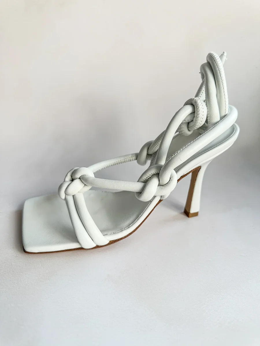 Bottega Veneta White Square Dream Knotted Toe Heels