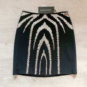 DAVID KOMA Perspex Sequin Zebra Motif Mini Black Skirt