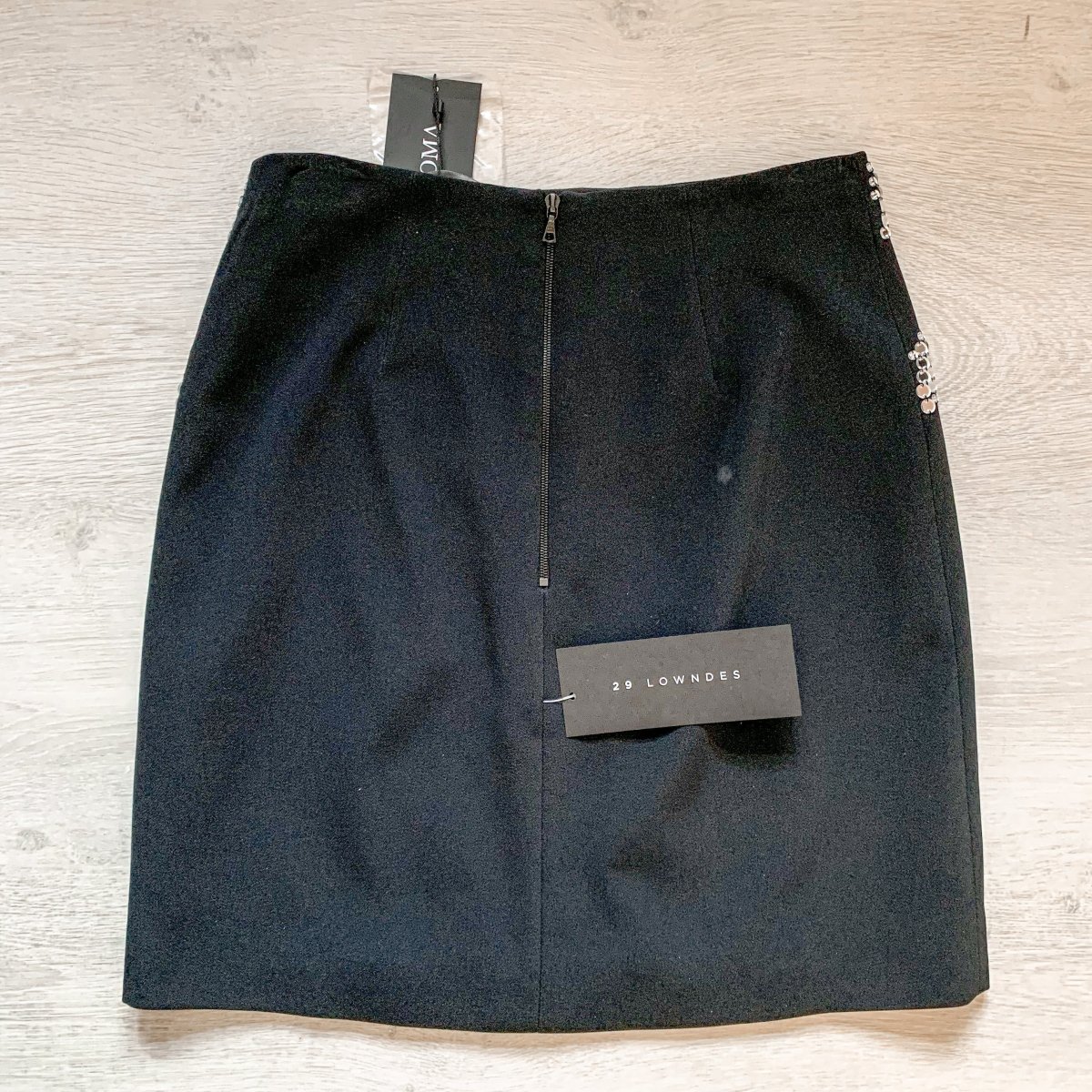 DAVID KOMA Perspex Sequin Zebra Motif Mini Black Skirt - Imagen 5