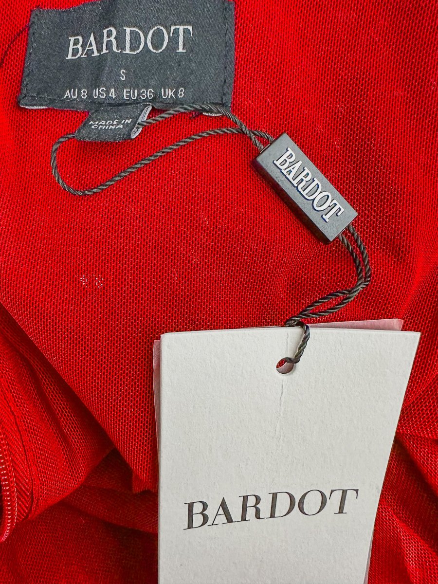 Bardot Red Sequinned Strappy Open Back Midi Dress - Imagen 5