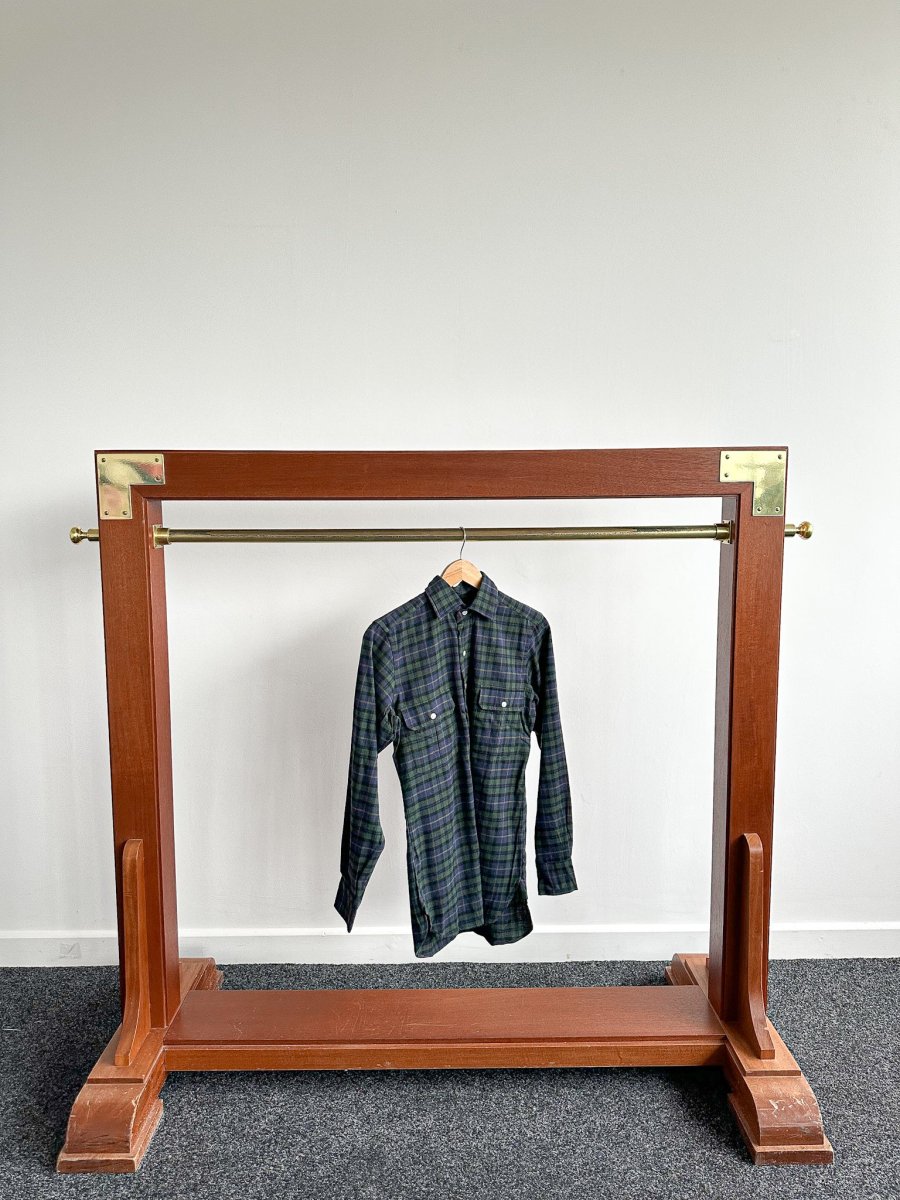 Drake's Green Blue Checked Brushed Cotton Lumberjack Work Shirt
