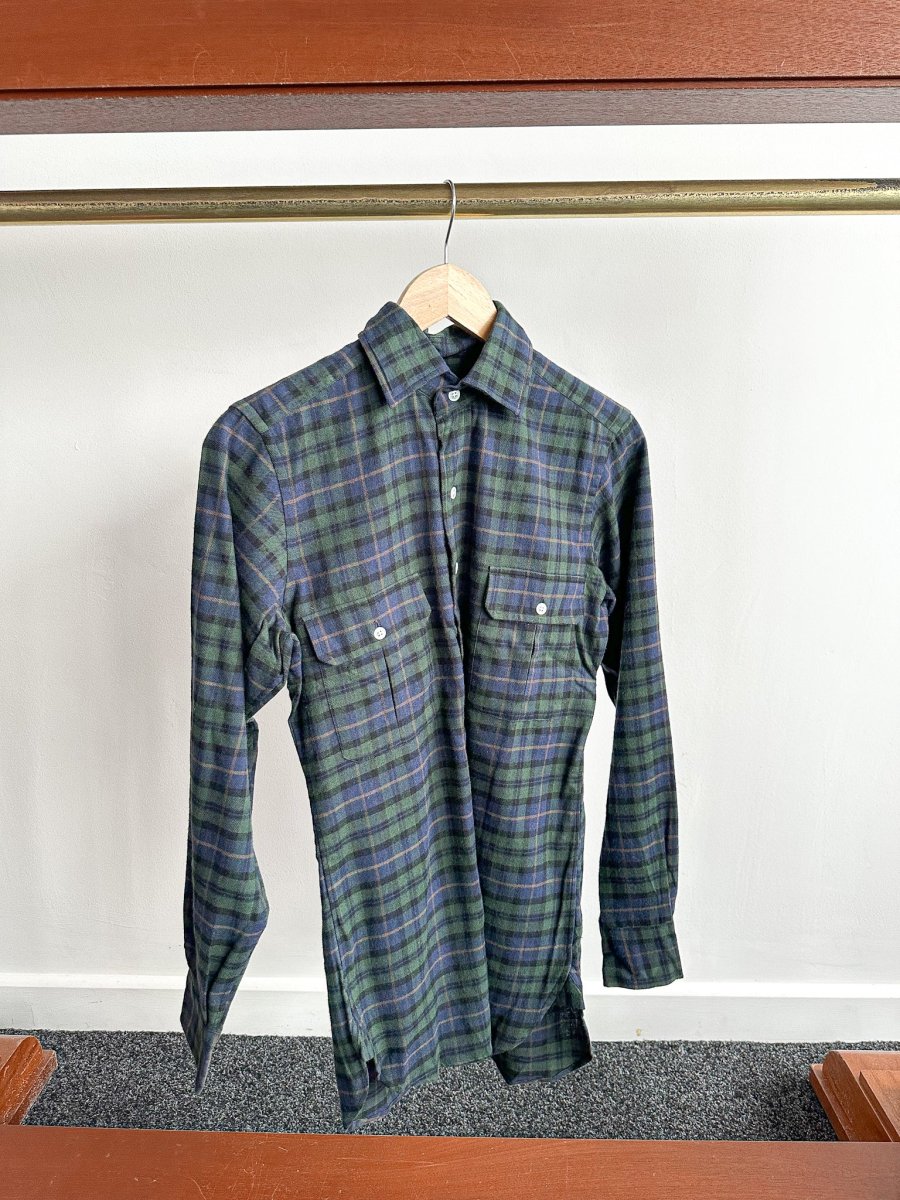 Drake's Green Blue Checked Brushed Cotton Lumberjack Work Shirt - Imagen 3
