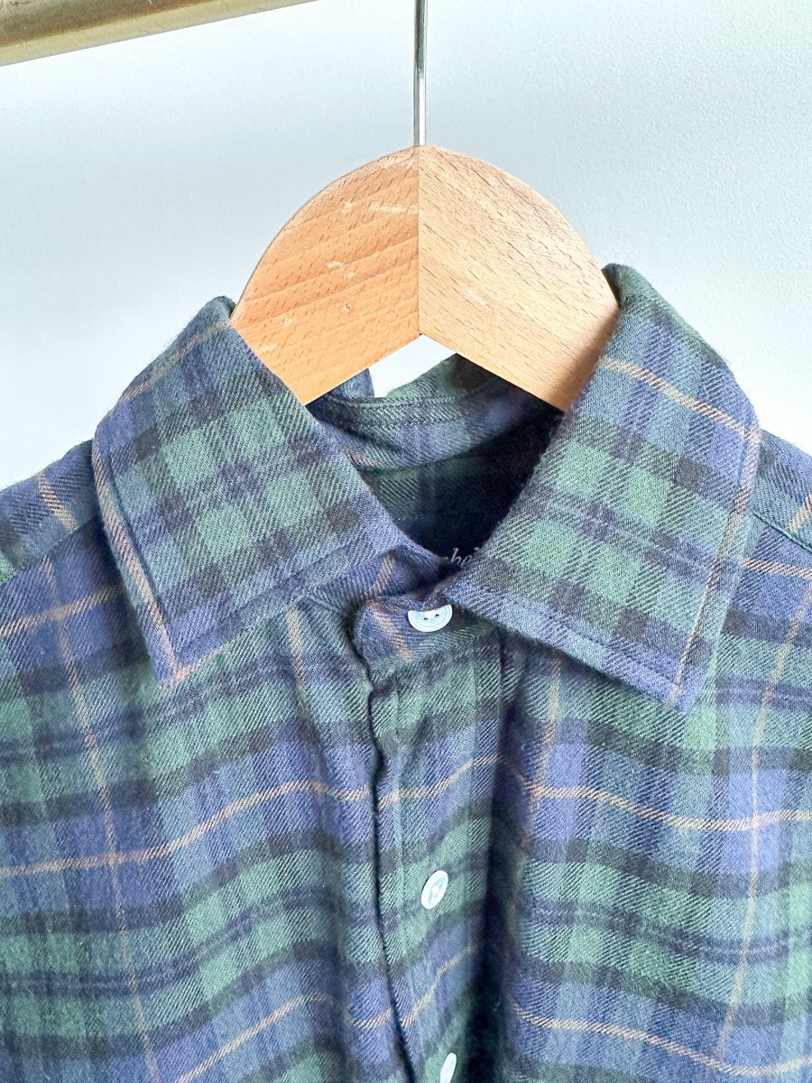 Drake's Green Blue Checked Brushed Cotton Lumberjack Work Shirt - Imagen 5