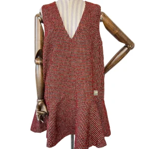 Ganni Red Tweed Check Pattern Red Mini Length Dress