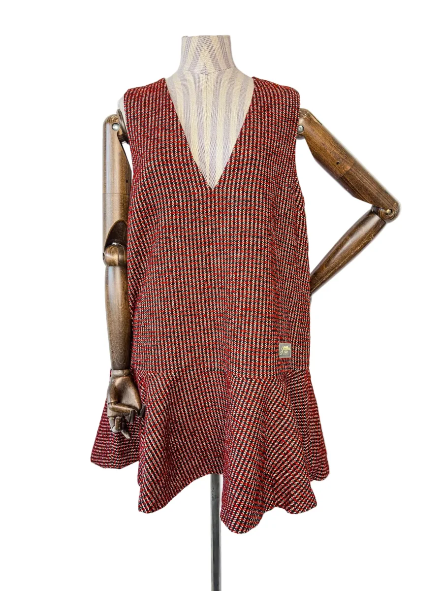 Ganni Red Tweed Check Pattern Red Mini Length Dress - Imagen 2