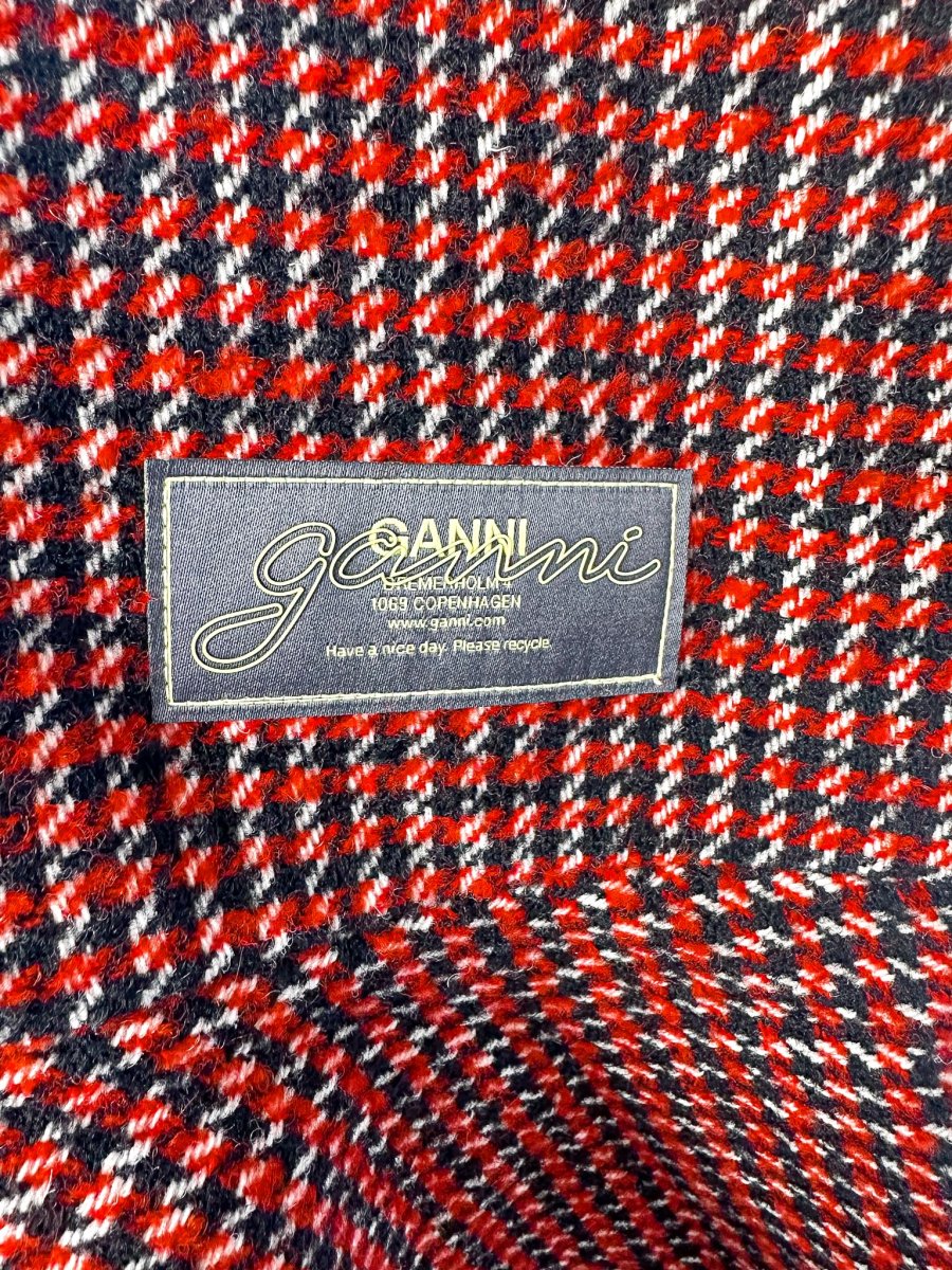 Ganni Red Tweed Check Pattern Red Mini Length Dress - Imagen 9