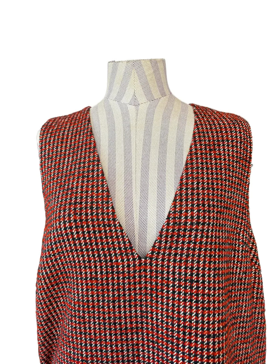 Ganni Red Tweed Check Pattern Red Mini Length Dress - Imagen 6