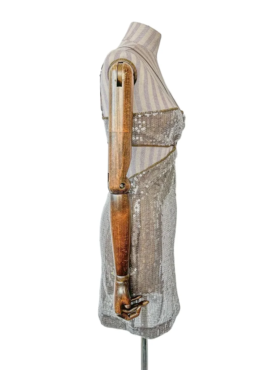 Nensi Dojaka Brown Sequin Cut-Out Mini Dress - Imagen 5