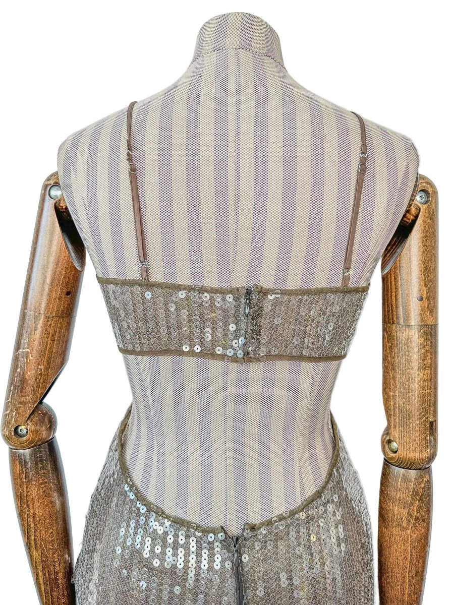 Nensi Dojaka Brown Sequin Cut-Out Mini Dress - Imagen 7