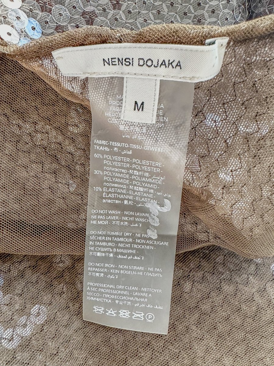 Nensi Dojaka Brown Sequin Cut-Out Mini Dress - Imagen 8