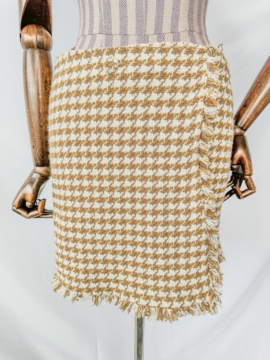 Iblues Max Mara Tweed Houndstooth Print Wrap Skirt - Imagen 6