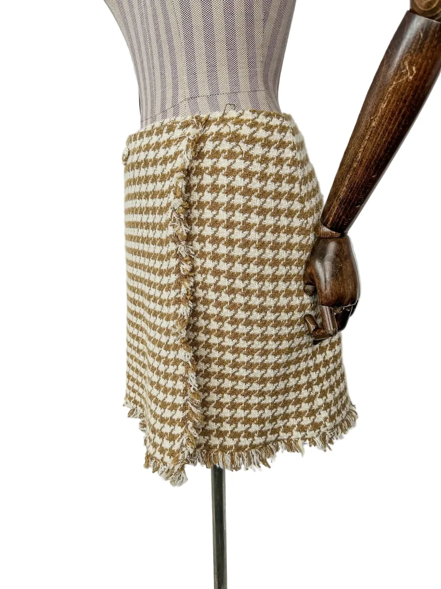 Iblues Max Mara Tweed Houndstooth Print Wrap Skirt - Imagen 9