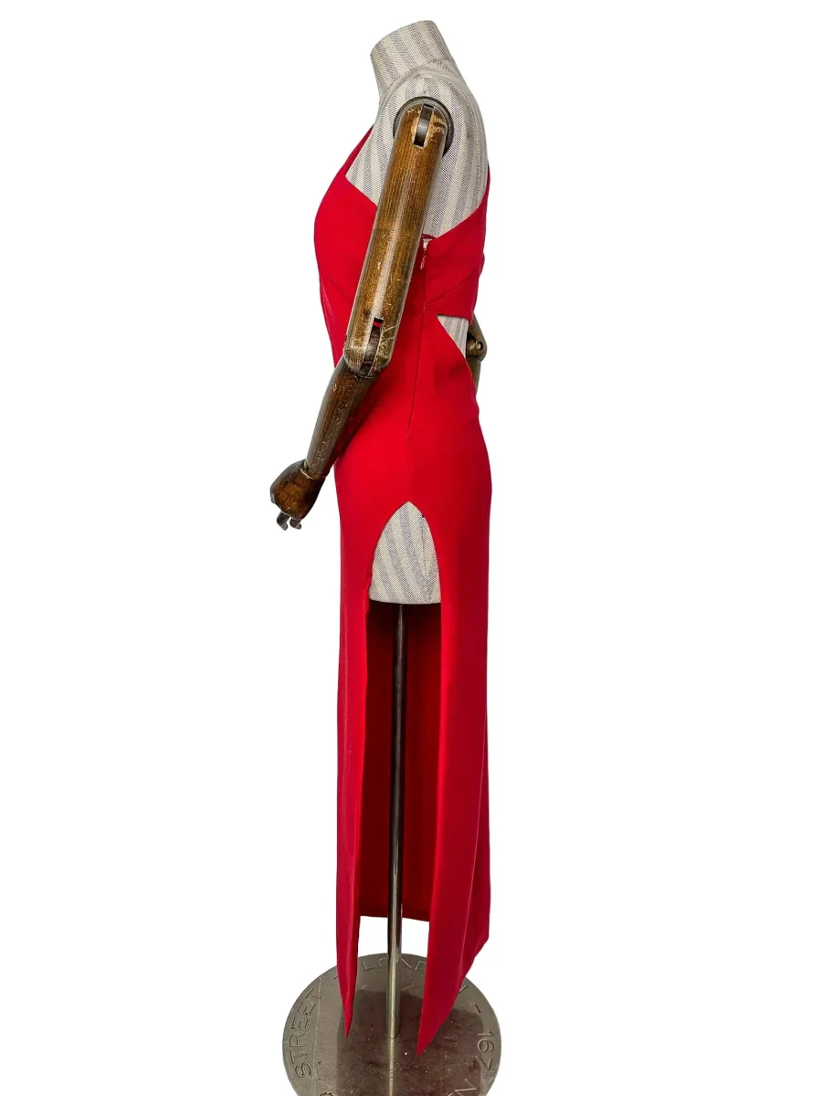 MONOT Red Cut-Out Thigh High Slit Leg Gown - Imagen 5