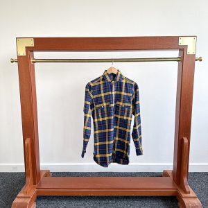 Drake's Navy Yellow Check Twill Work Shirt Overshirt