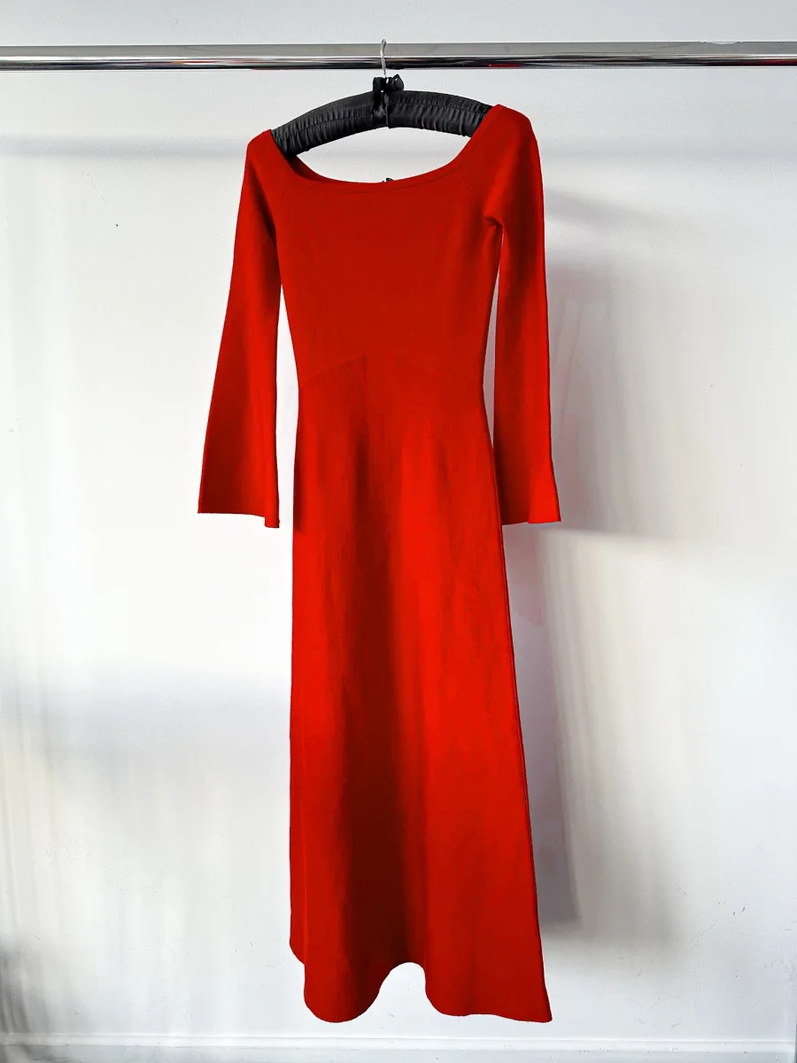 Gabriela Hearst Red Shar Wool & Cashmere-Silk Compact Knit Dress - Imagen 3