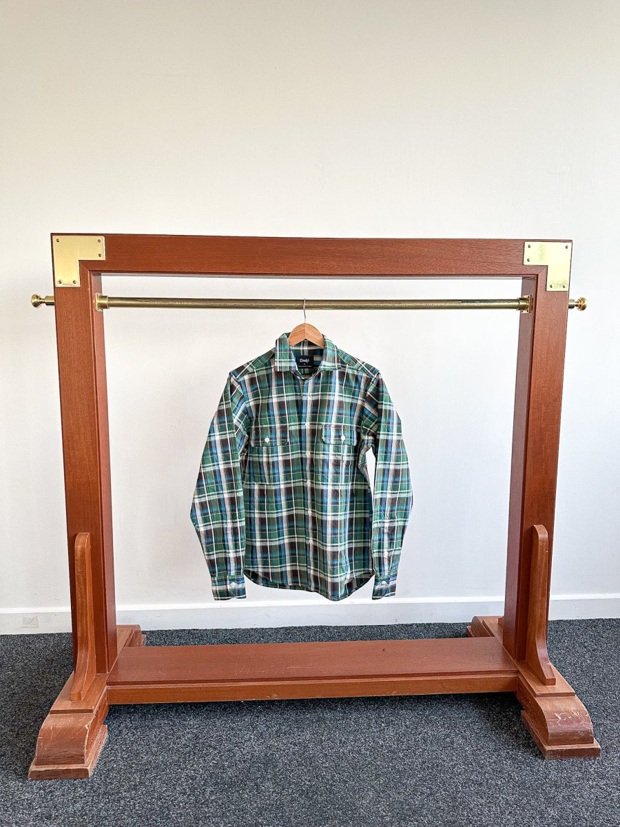 Drake's Check Heavyweight Cotton Green White Work Shirt Jacket