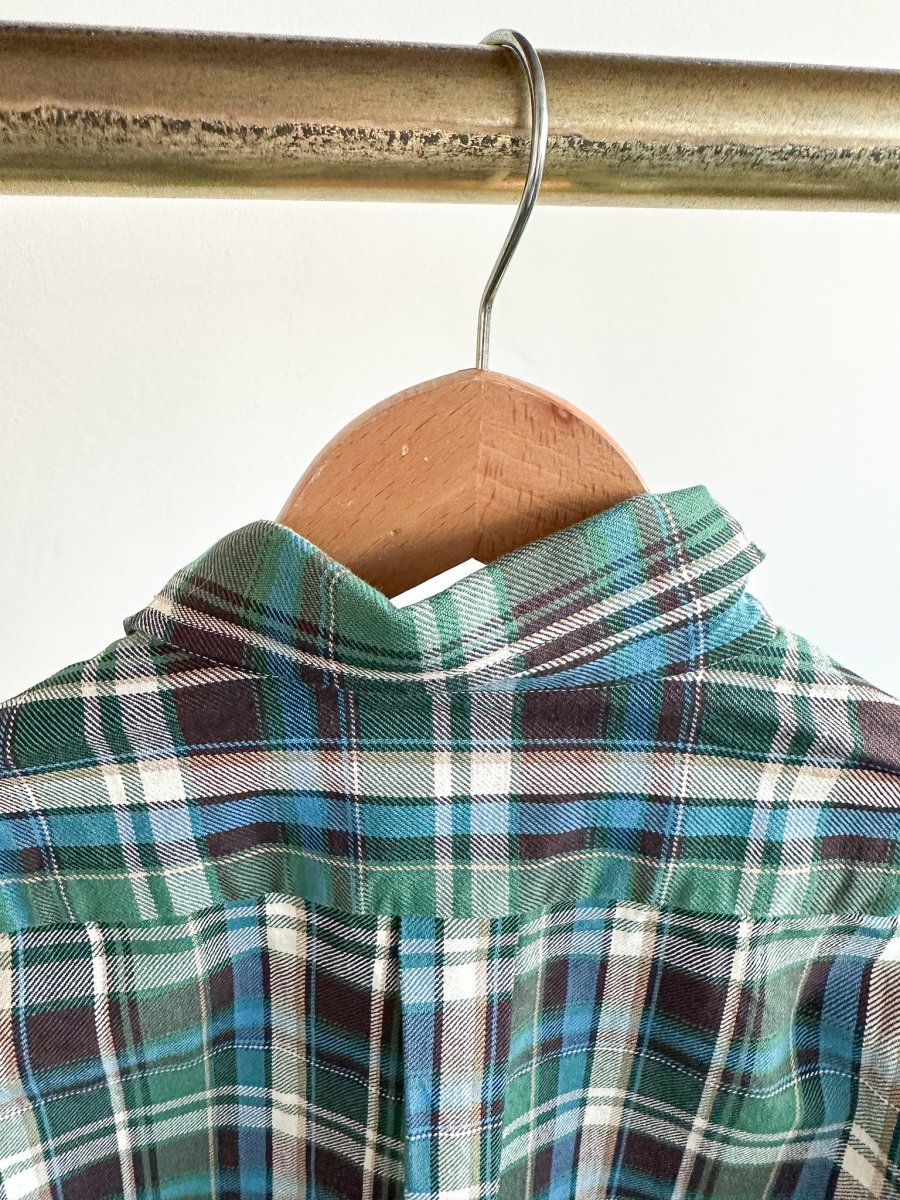 Drake's Check Heavyweight Cotton Green White Work Shirt Jacket - Imagen 9