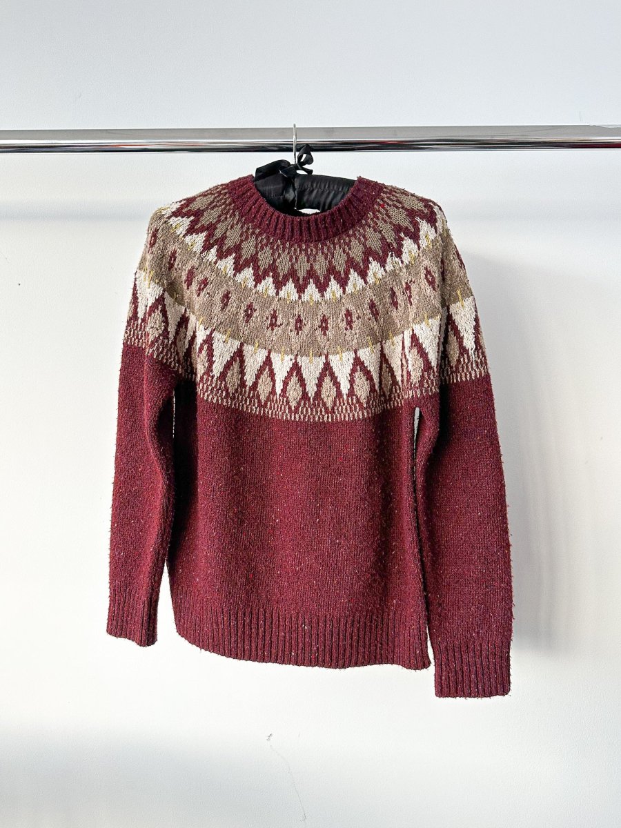 Re/Done Fair Isle Argyle Wool Relaxed Crew Neck Knitted Jumper - Imagen 4