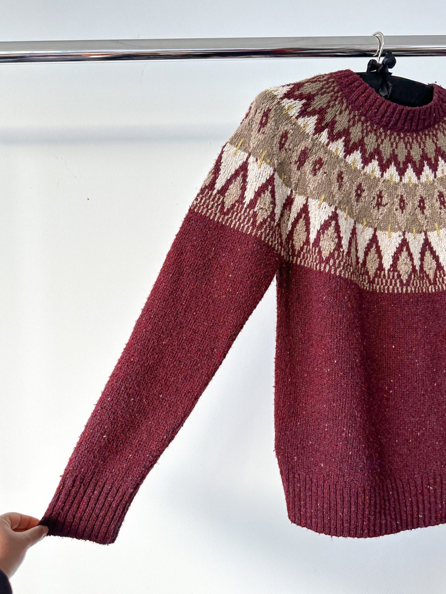 Re/Done Fair Isle Argyle Wool Relaxed Crew Neck Knitted Jumper - Imagen 5