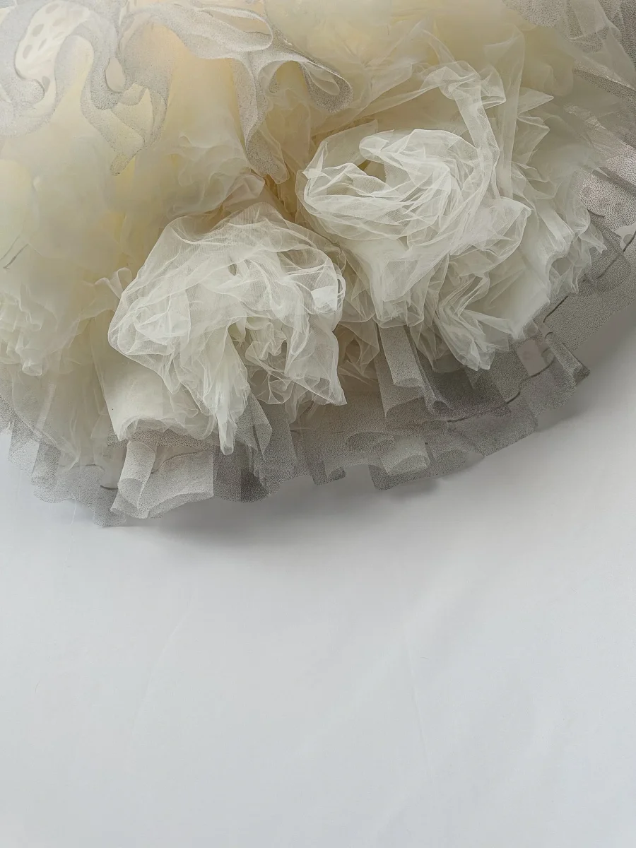 Monnalisa Girls Polka Dot Organza Full Skirt Tulle Rose Dress (FLAWS) - Imagen 5