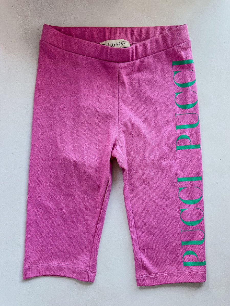 Pucci Girls Pink Logo Cropped Leggings - Imagen 4