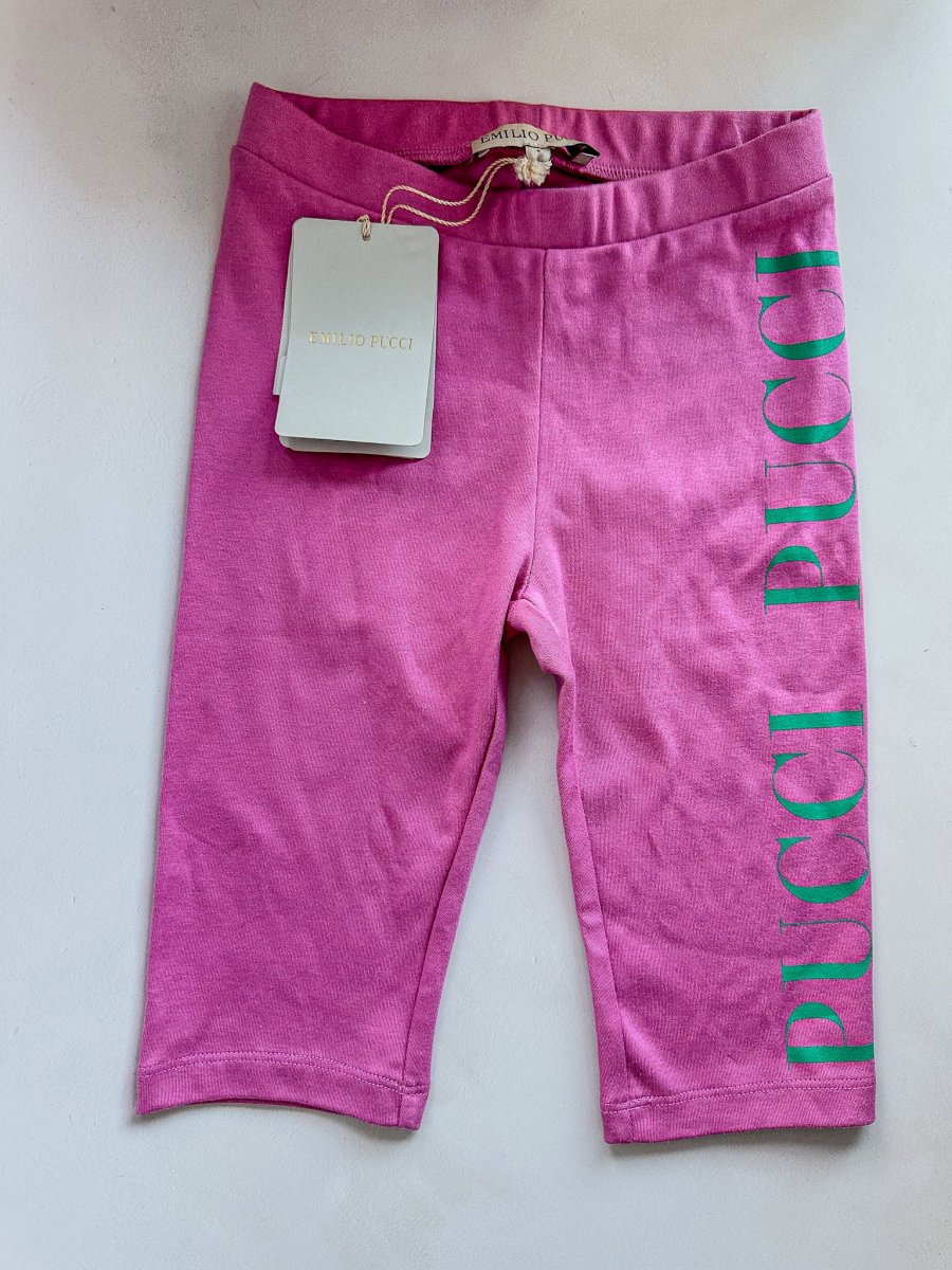 Pucci Girls Pink Logo Cropped Leggings - Imagen 5