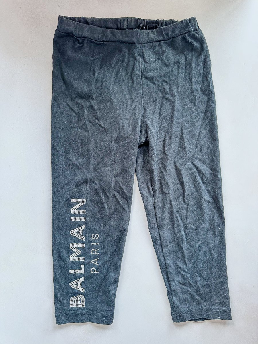 Balmain Baby Girl's Diamante Side Logo Black Leggings - Imagen 4