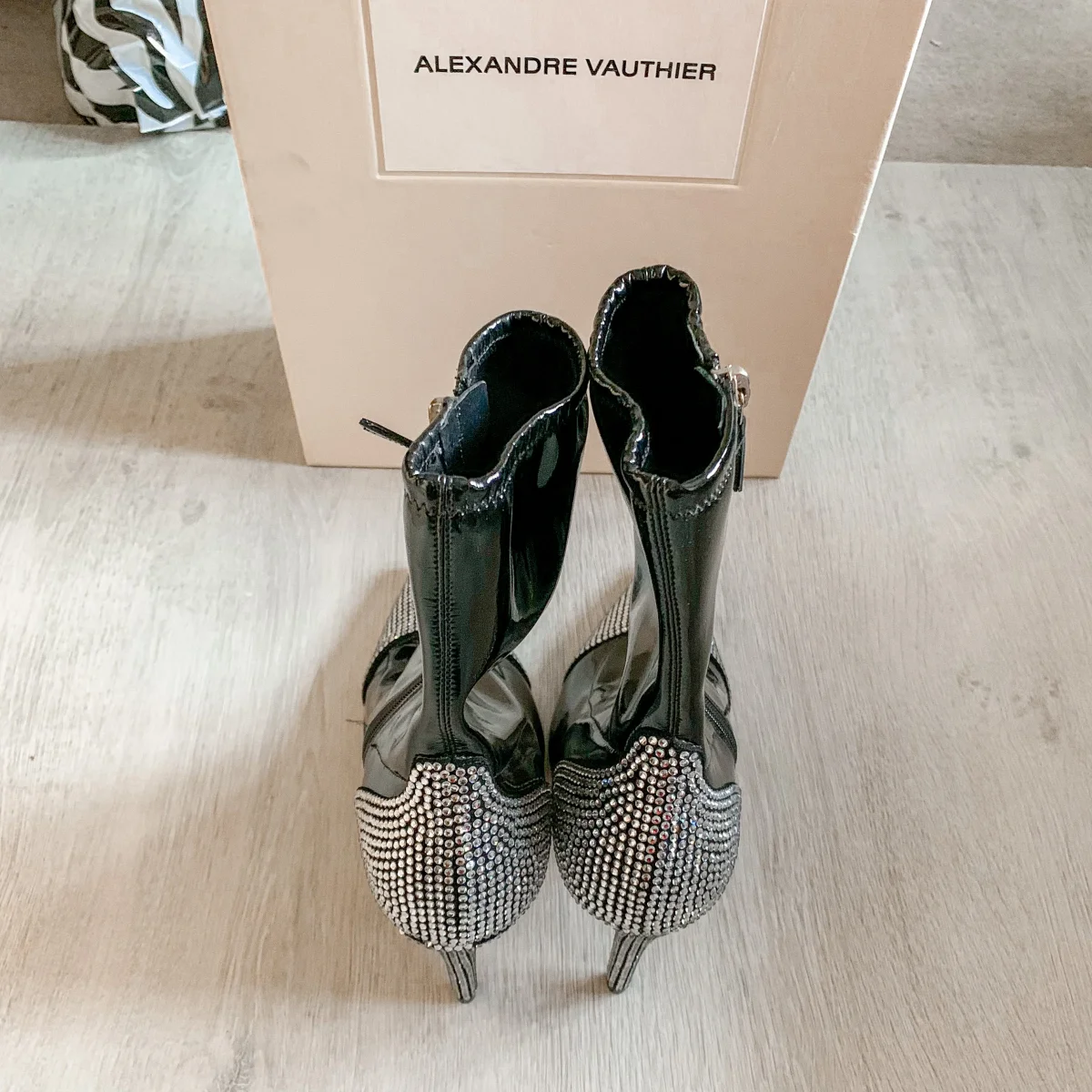 Alexandre Vauthier Crystal Embellished Black Boots - Imagen 6