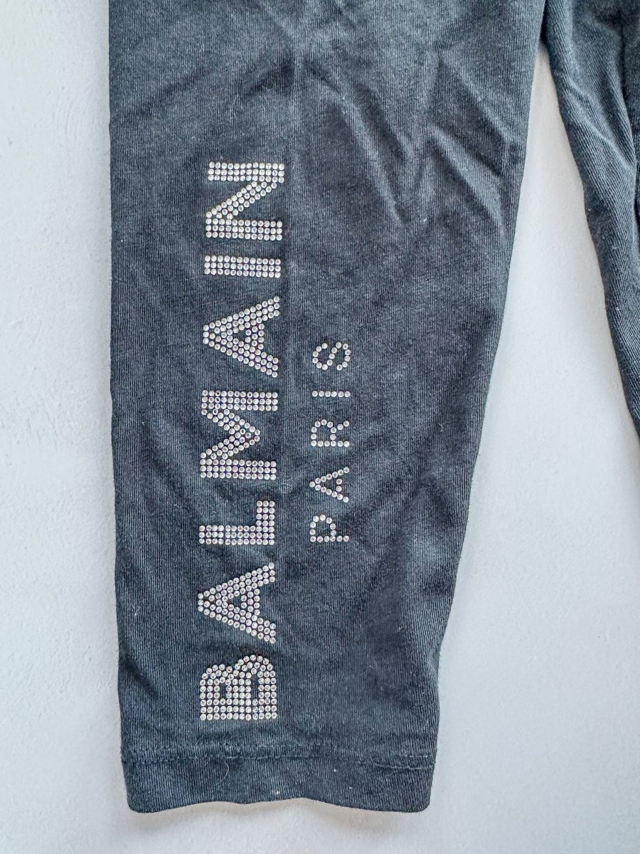 Balmain Baby Girl's Diamante Side Logo Black Leggings - Imagen 5
