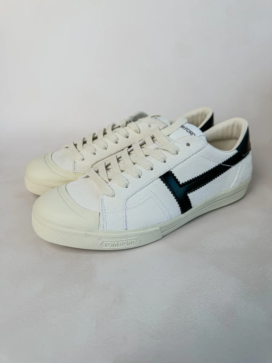 Tom Ford White Cambridge Suede Low Top Sneakers - Imagen 3