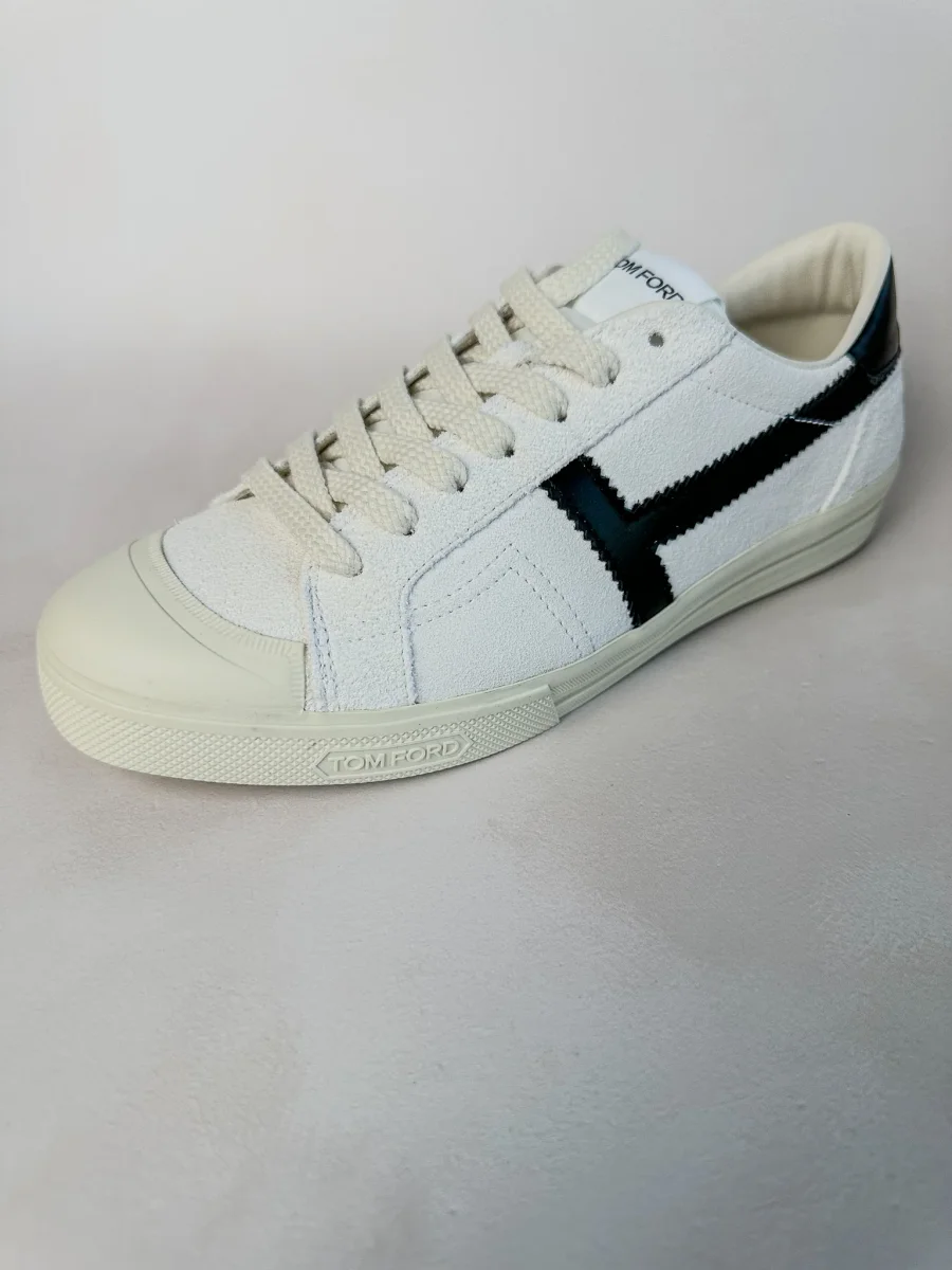 Tom Ford White Cambridge Suede Low Top Sneakers - Imagen 4