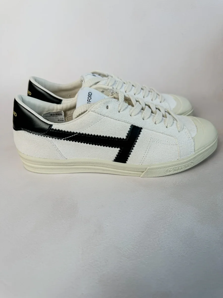 Tom Ford White Cambridge Suede Low Top Sneakers - Imagen 6