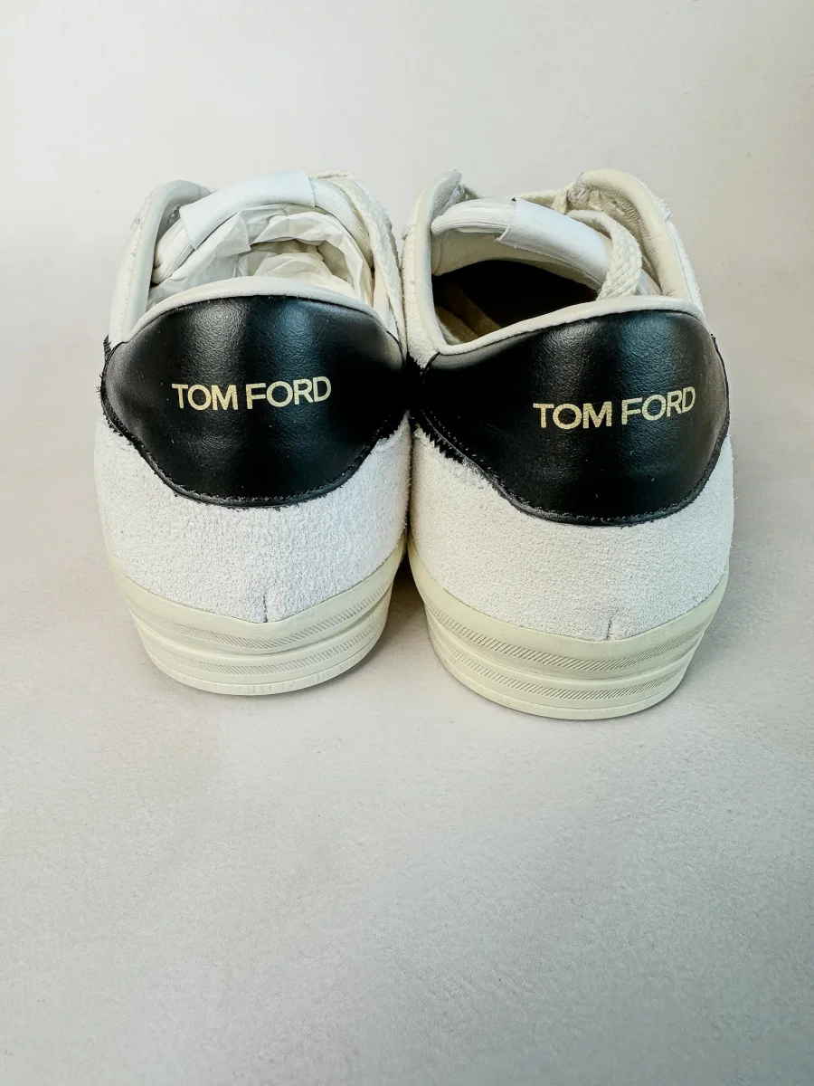 Tom Ford White Cambridge Suede Low Top Sneakers - Imagen 7