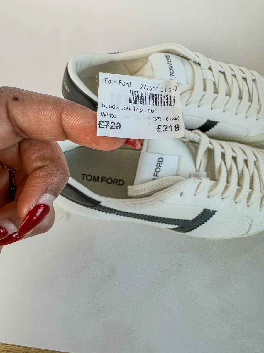 Tom Ford White Cambridge Suede Low Top Sneakers - Imagen 8